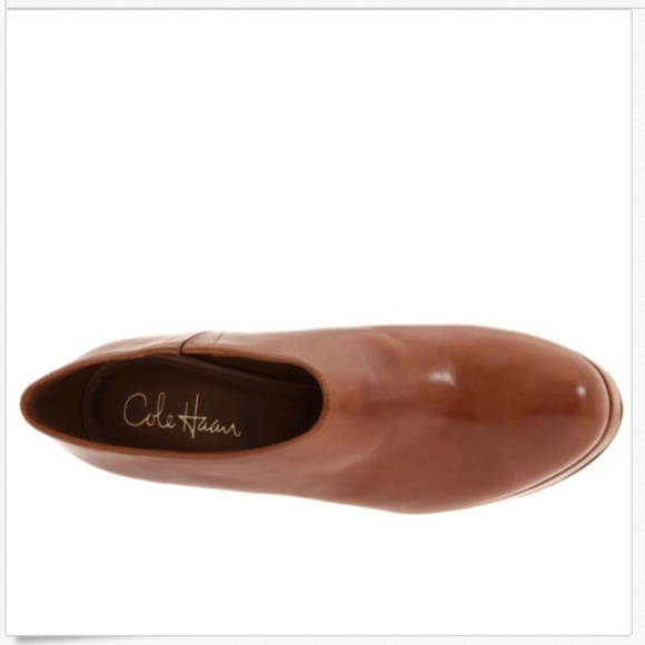 Cole Haan Nike Air Bootie Ankle Boots Brown Leather Size 6 7 7.5 9 9.5 Heels New - Picture 2 of 6